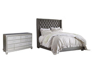 Coralayne Queen Upholstered Bed and Dresser