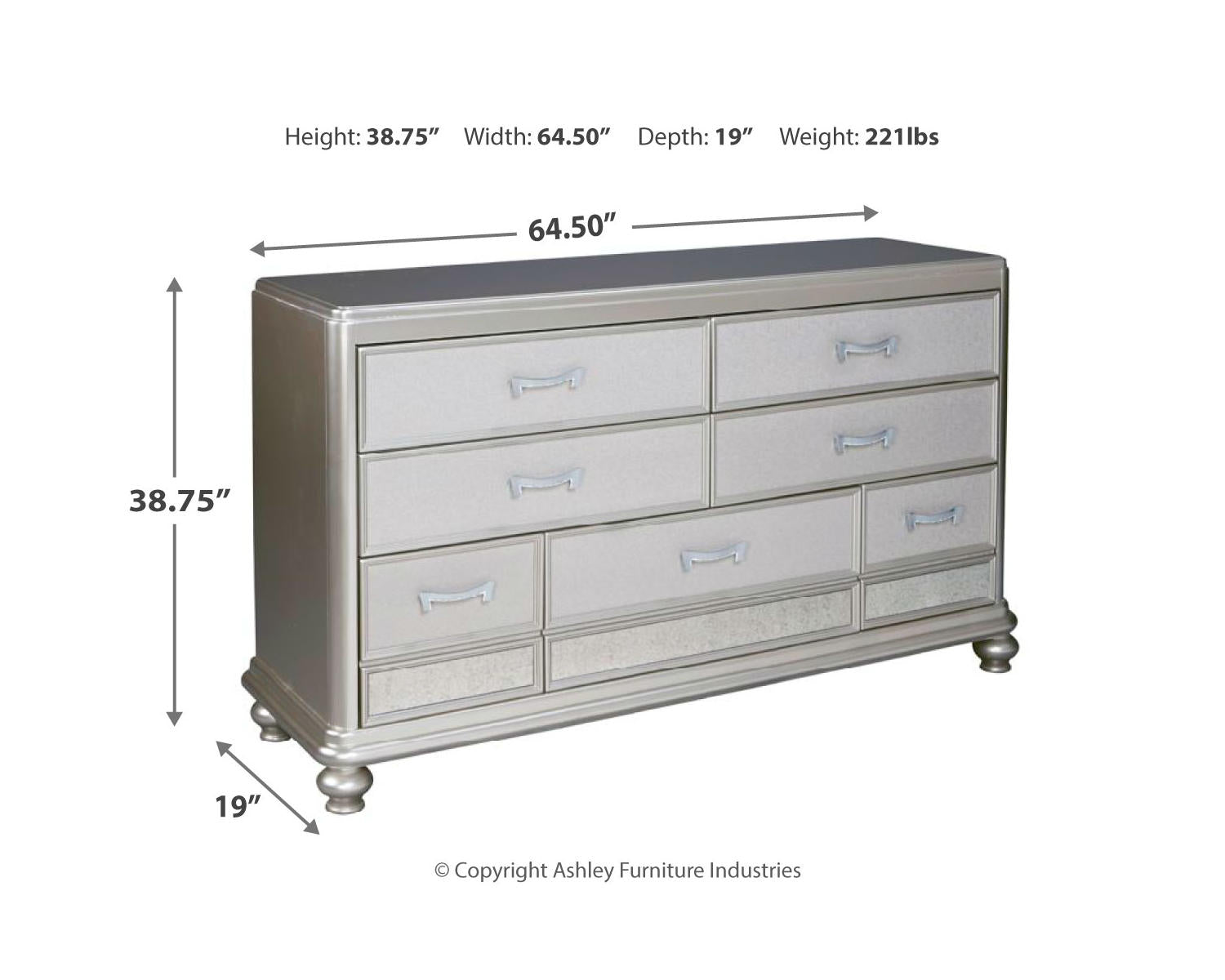 Coralayne Queen Upholstered Bed and Dresser