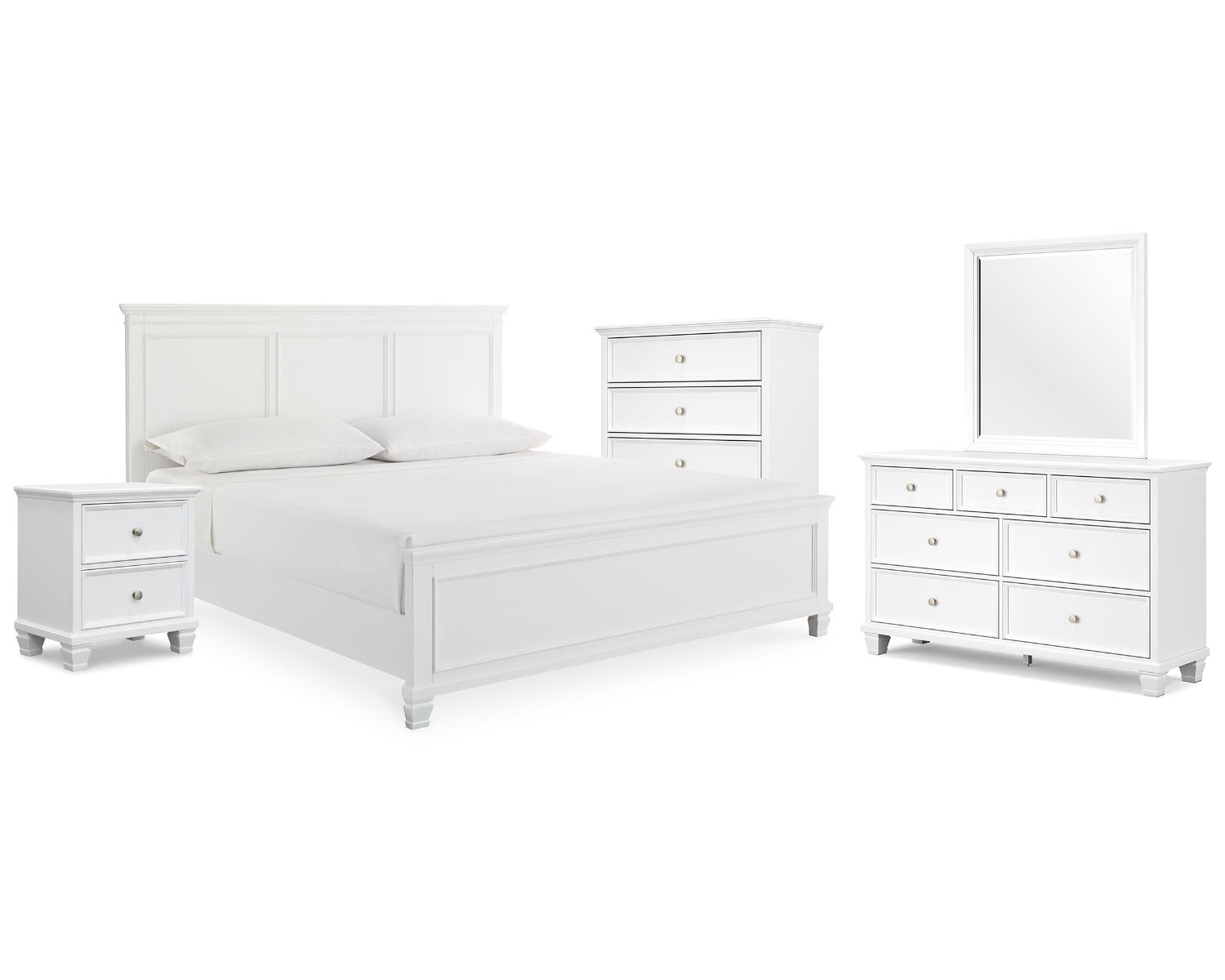 Fortman King Panel Bed, Dresser, Mirror, Chest and Nightstand