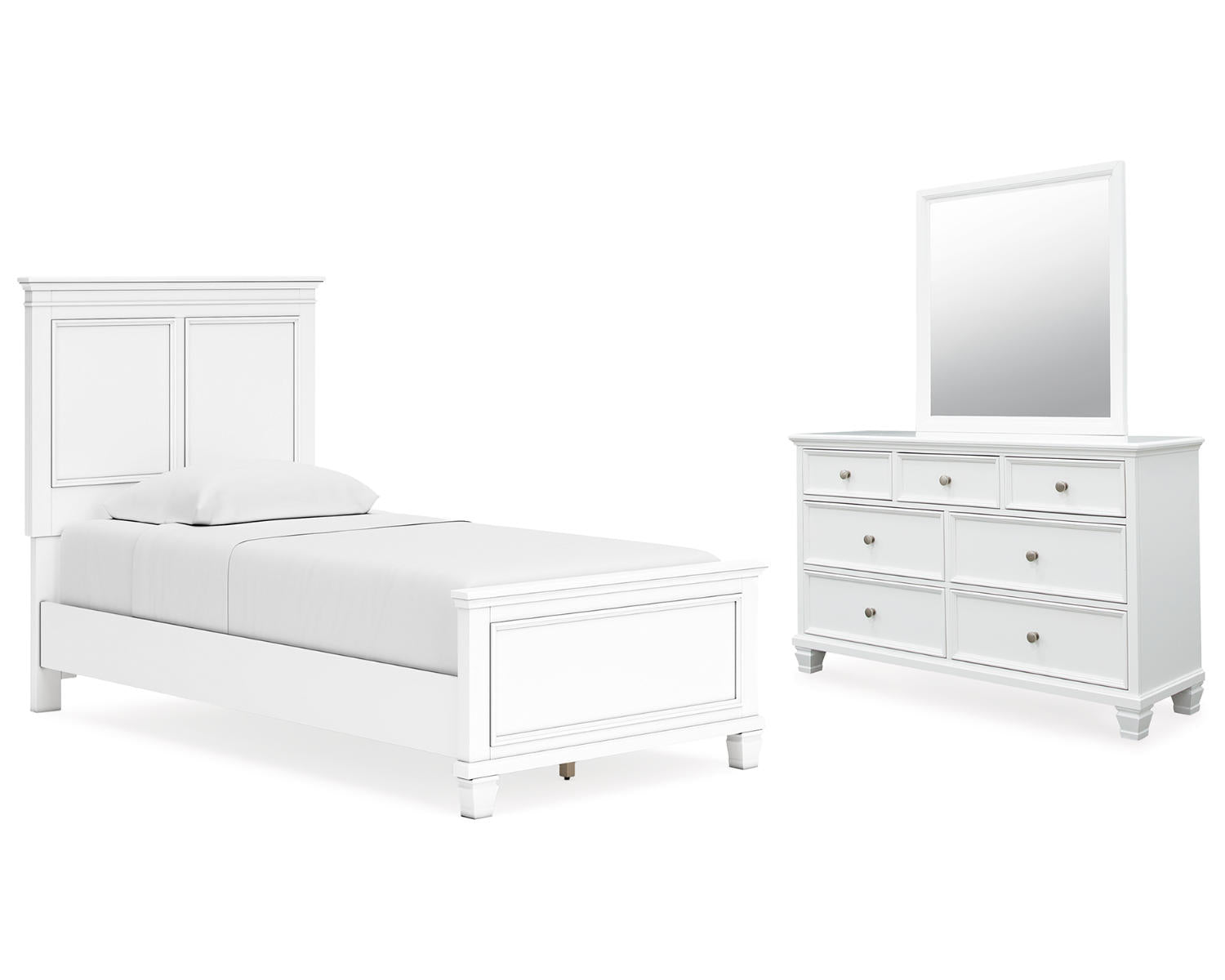 Fortman Twin Panel Bed, Dresser and Mirror