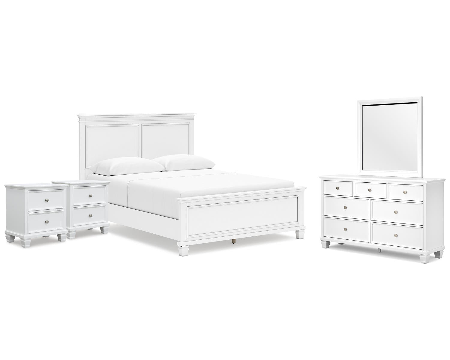 Fortman Queen Panel Bed, Dresser, Mirror and 2 Nightstands