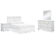 Cama Queen Fortman con paneles, tocador, espejo y mesita de noche