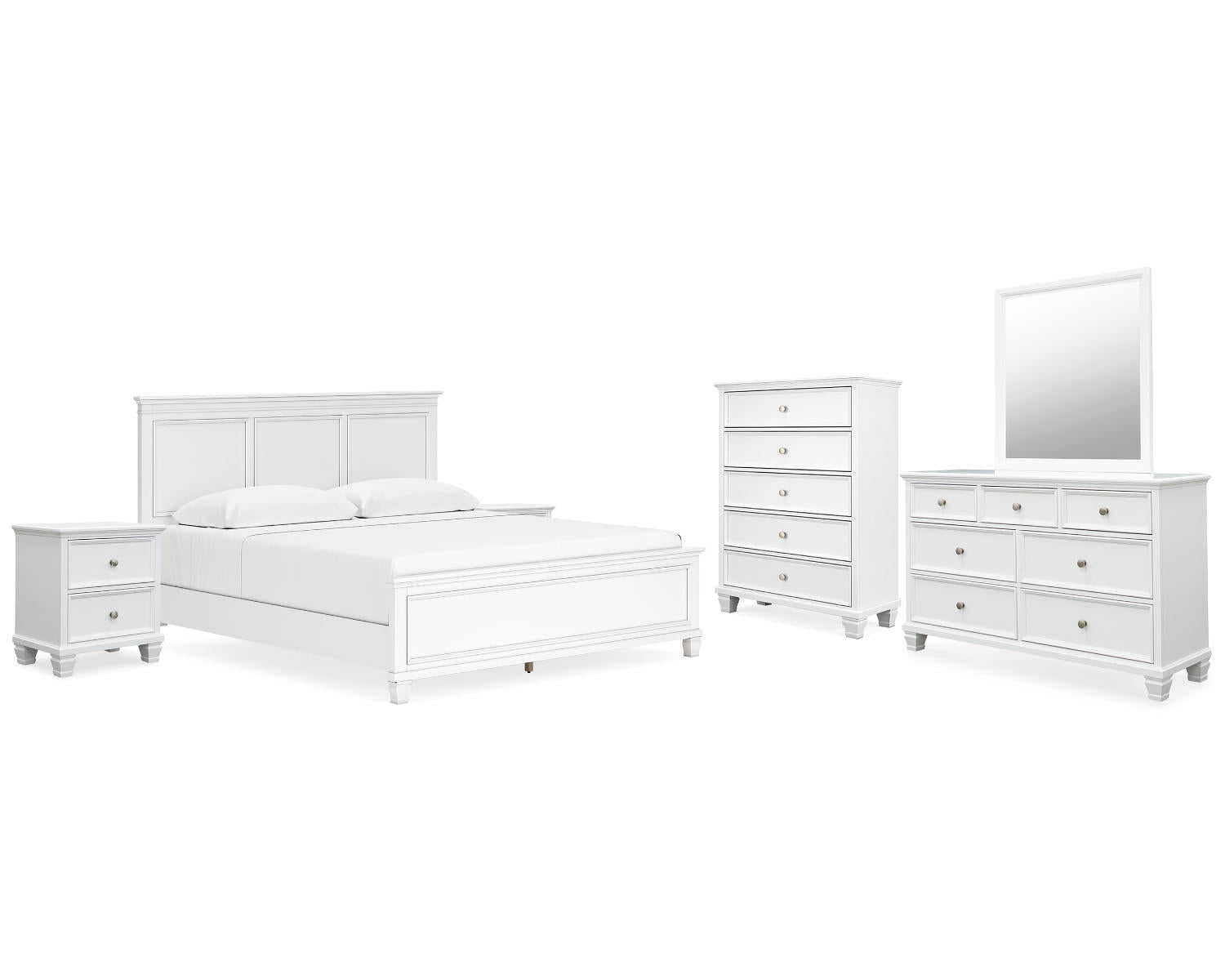 Fortman King Panel Bed, Dresser, Mirror, Chest and 2 Nightstands