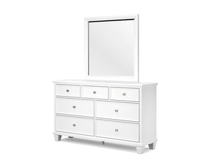 Cama King Fortman con paneles, tocador, espejo y mesita de noche