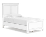 Cama doble Fortman con paneles, cómoda y espejo
