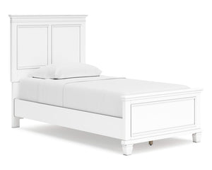 Cama doble Fortman con paneles, cómoda y espejo