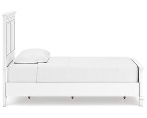 Cama doble Fortman con paneles, cómoda y espejo