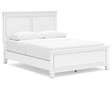 Cama Queen Fortman con paneles, tocador, espejo y mesita de noche