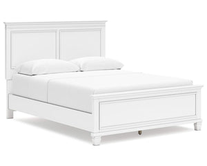 Cama Queen Fortman con paneles, tocador, espejo y mesita de noche