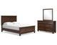 Cama Queen con paneles, cómoda y espejo Danabrin