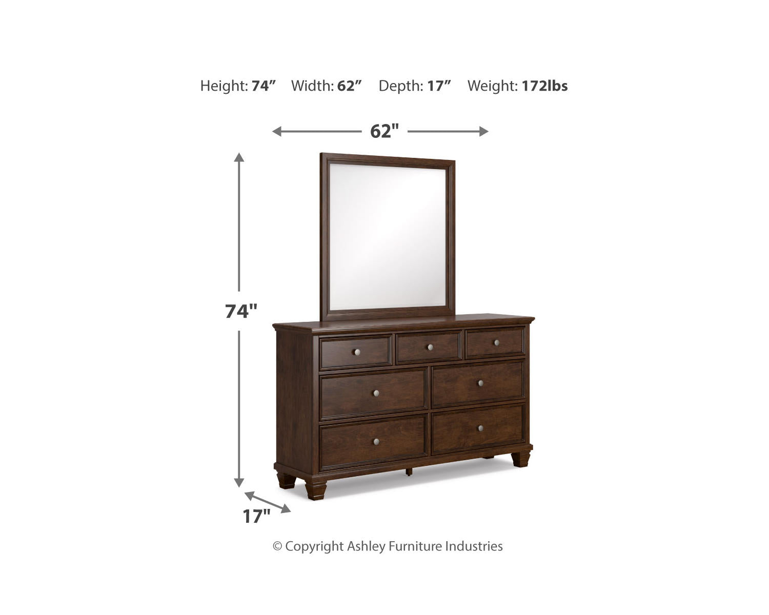 Danabrin Queen Panel Bed, Dresser and Mirror