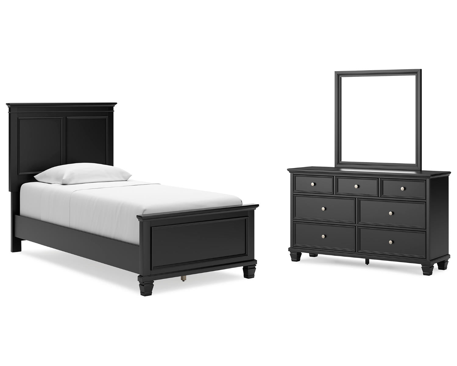 Lanolee Twin Panel Bed, Dresser and Mirror