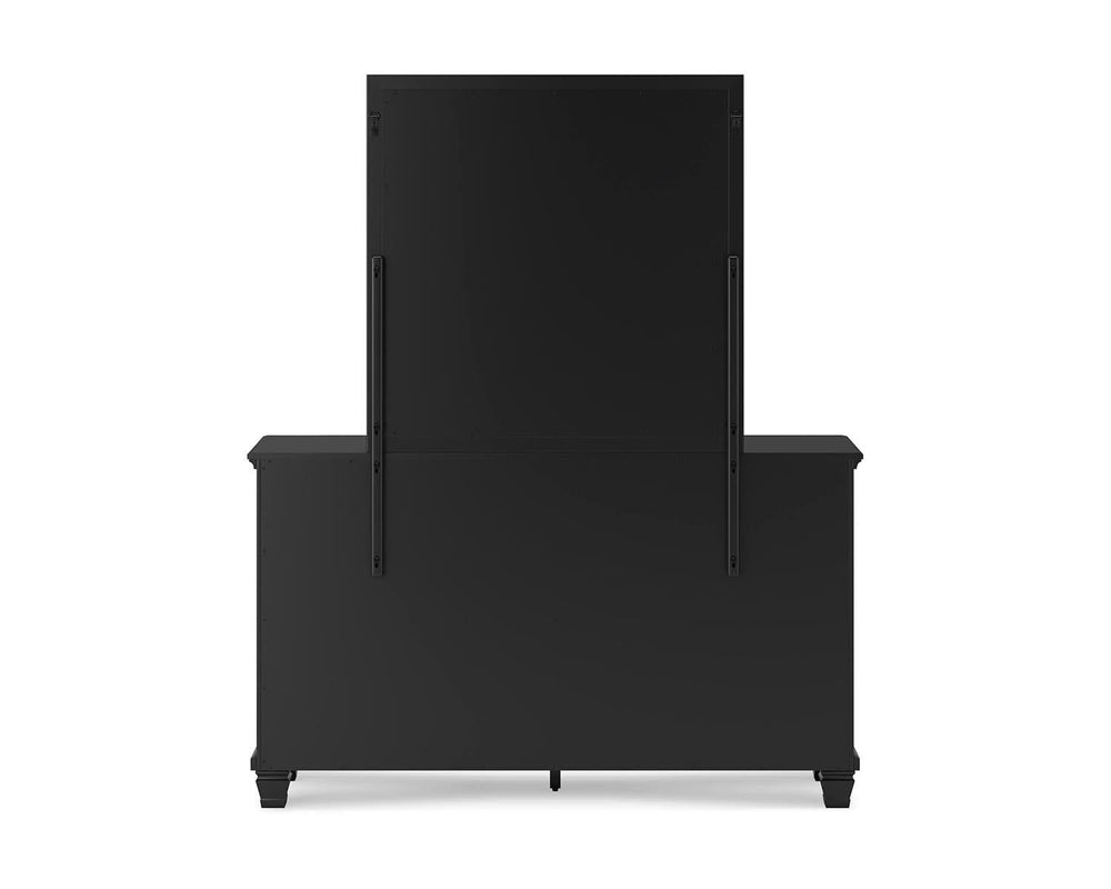 Cama de panel completo Lanolee, tocador y espejo