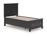 Cama doble con almacenamiento y paneles Lanolee