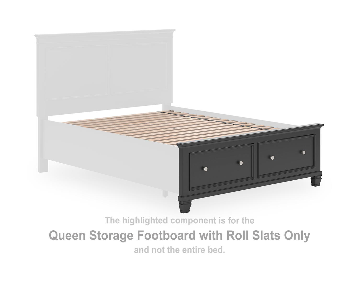 Lanolee Queen Storage Footboard with Roll Slats