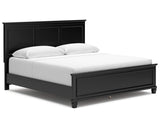 Cama King con paneles, tocador y espejo Lanolee