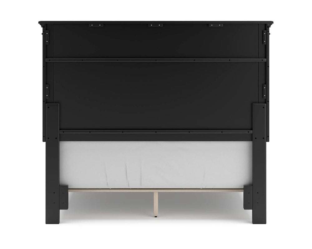 Cama de panel completo Lanolee, tocador y espejo