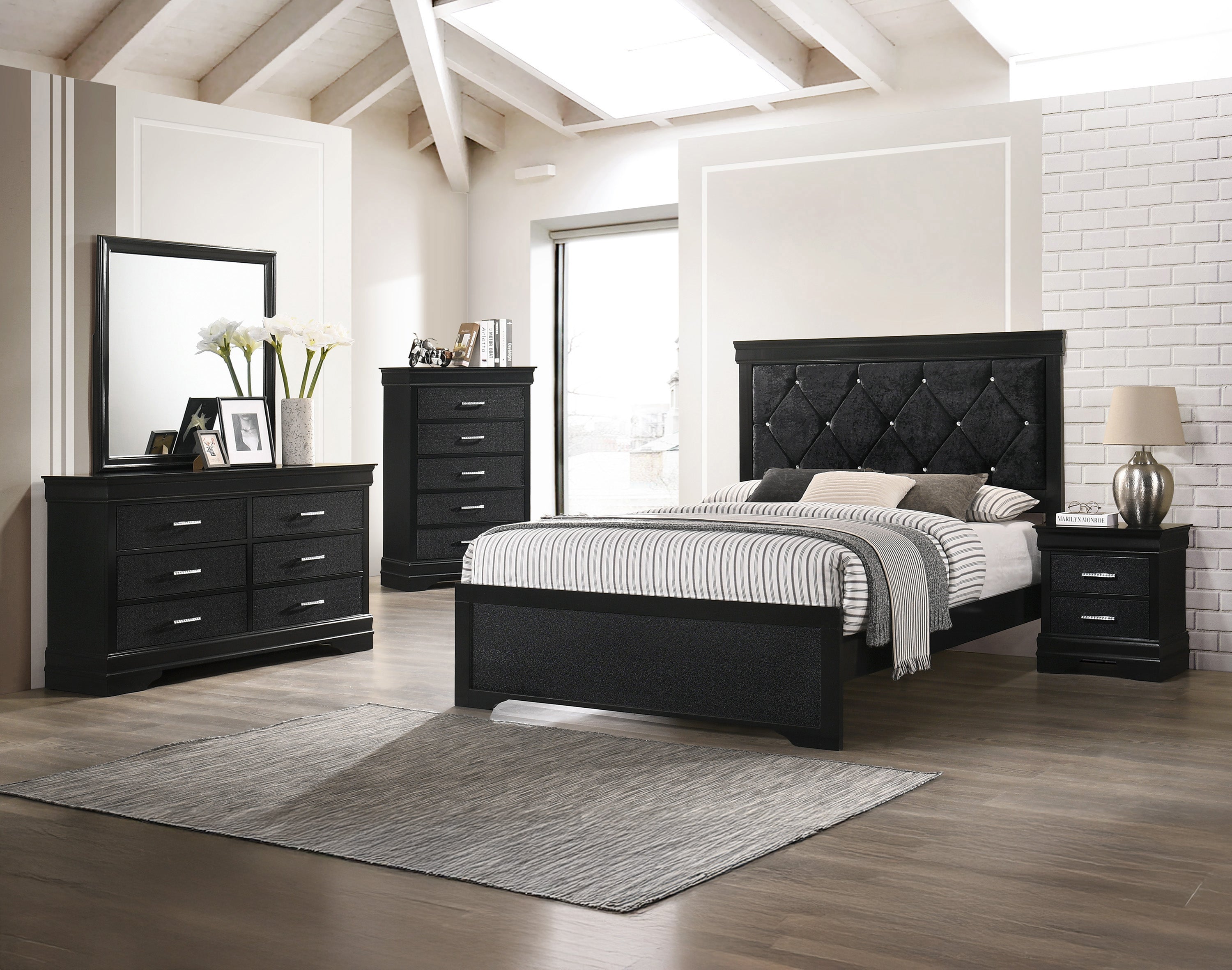 SETB6918 AMALIA CAL KING BLACK BEDROOM GROUP