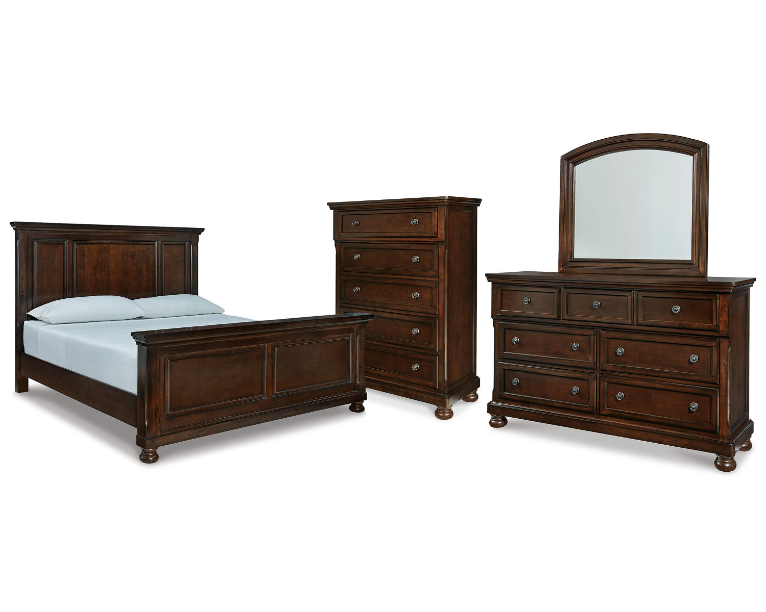 Porter California King Panel Bed, Dresser, Mirror and Chest