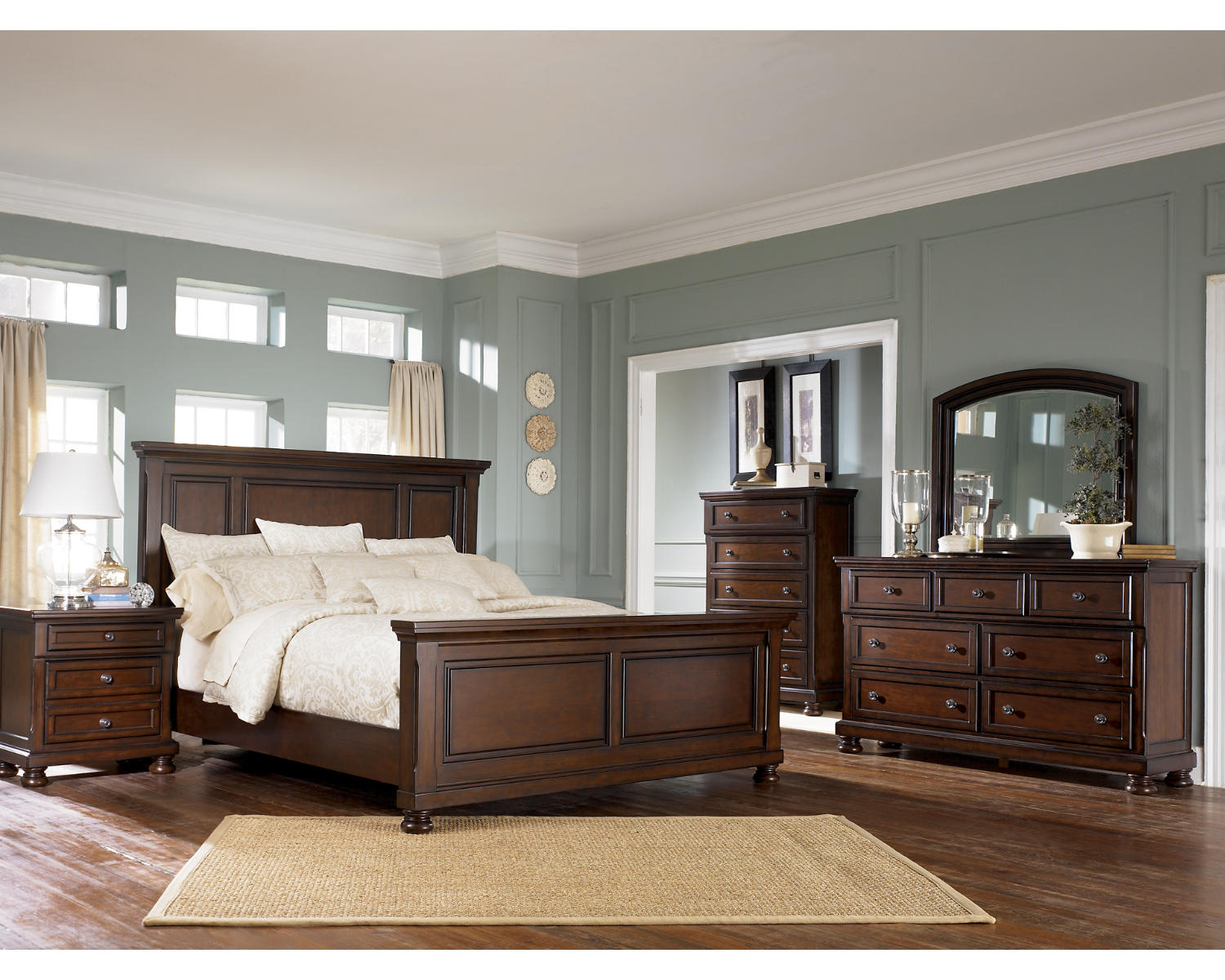 Porter King Panel Bed, Dresser, Mirror and Chest
