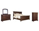 Cama Porter King con paneles, tocador, espejo y cómoda