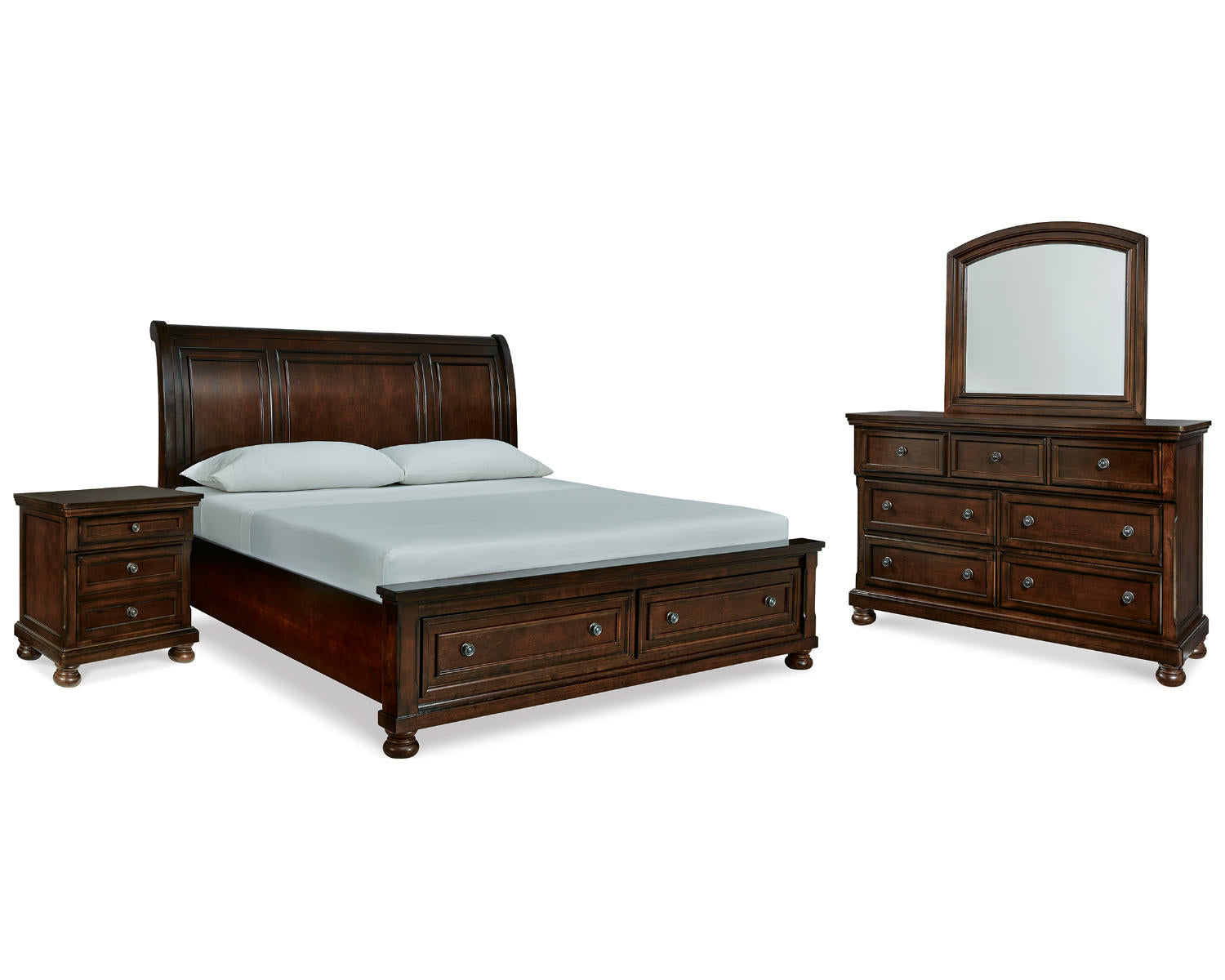 Porter California King Sleigh Bed, Dresser, Mirror and Nightstand