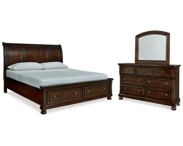 Cama con almacenaje, tocador y espejo Porter King Sleigh
