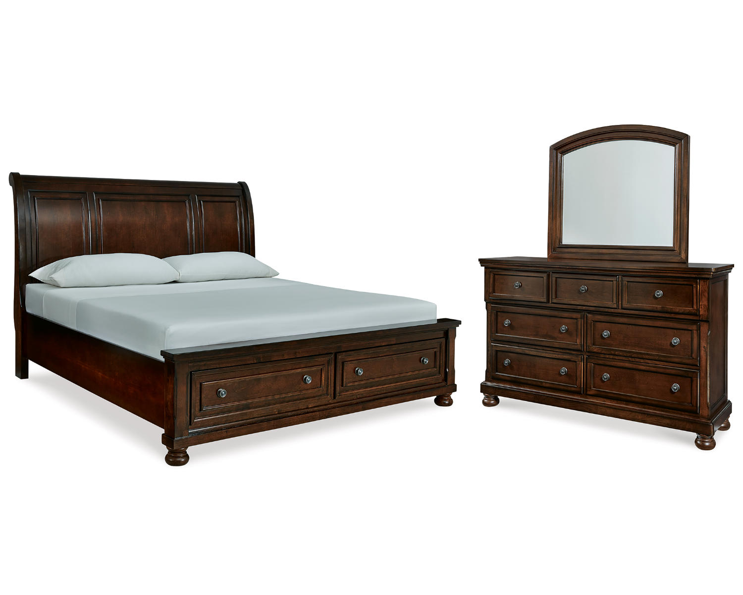 Porter King Sleigh Storage Bed, Dresser and Mirror