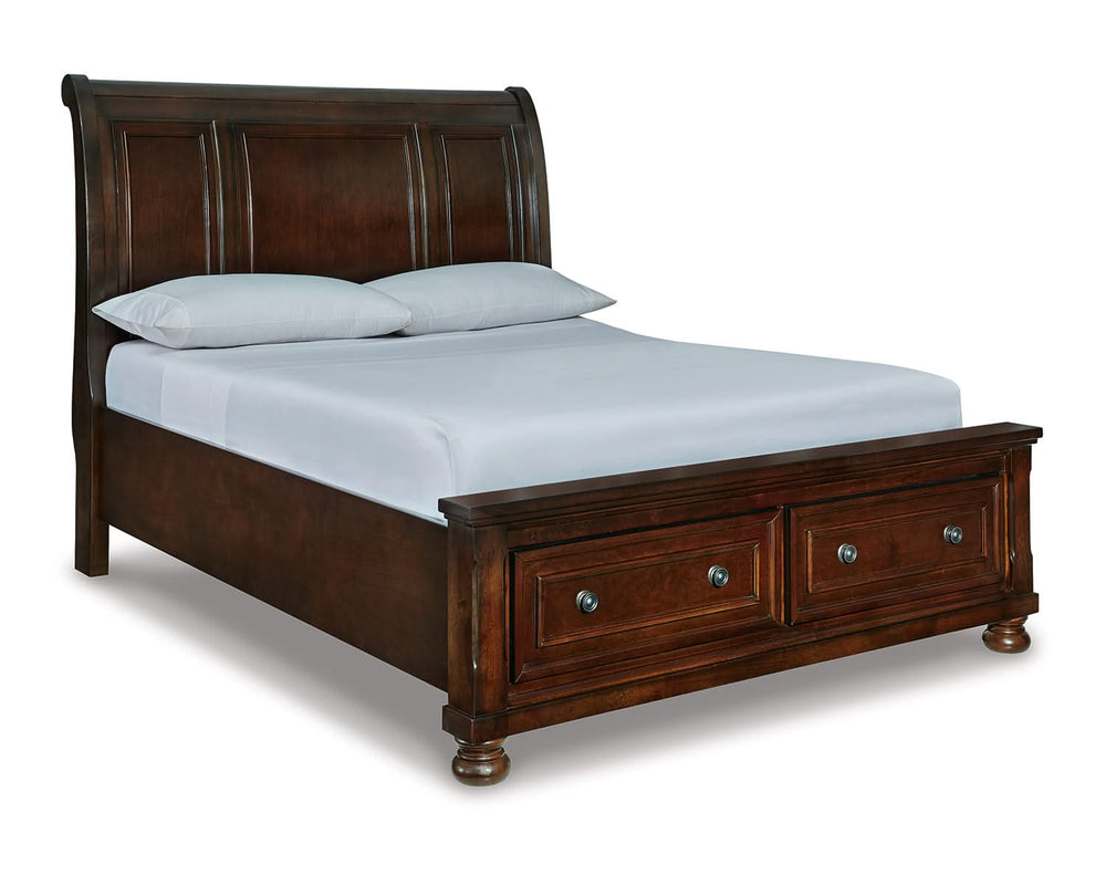 Cama Queen Porter con almacenamiento, tocador, espejo y mesita de noche