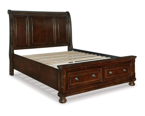 Cama Queen Porter con almacenaje, tocador, espejo y dos mesitas de noche