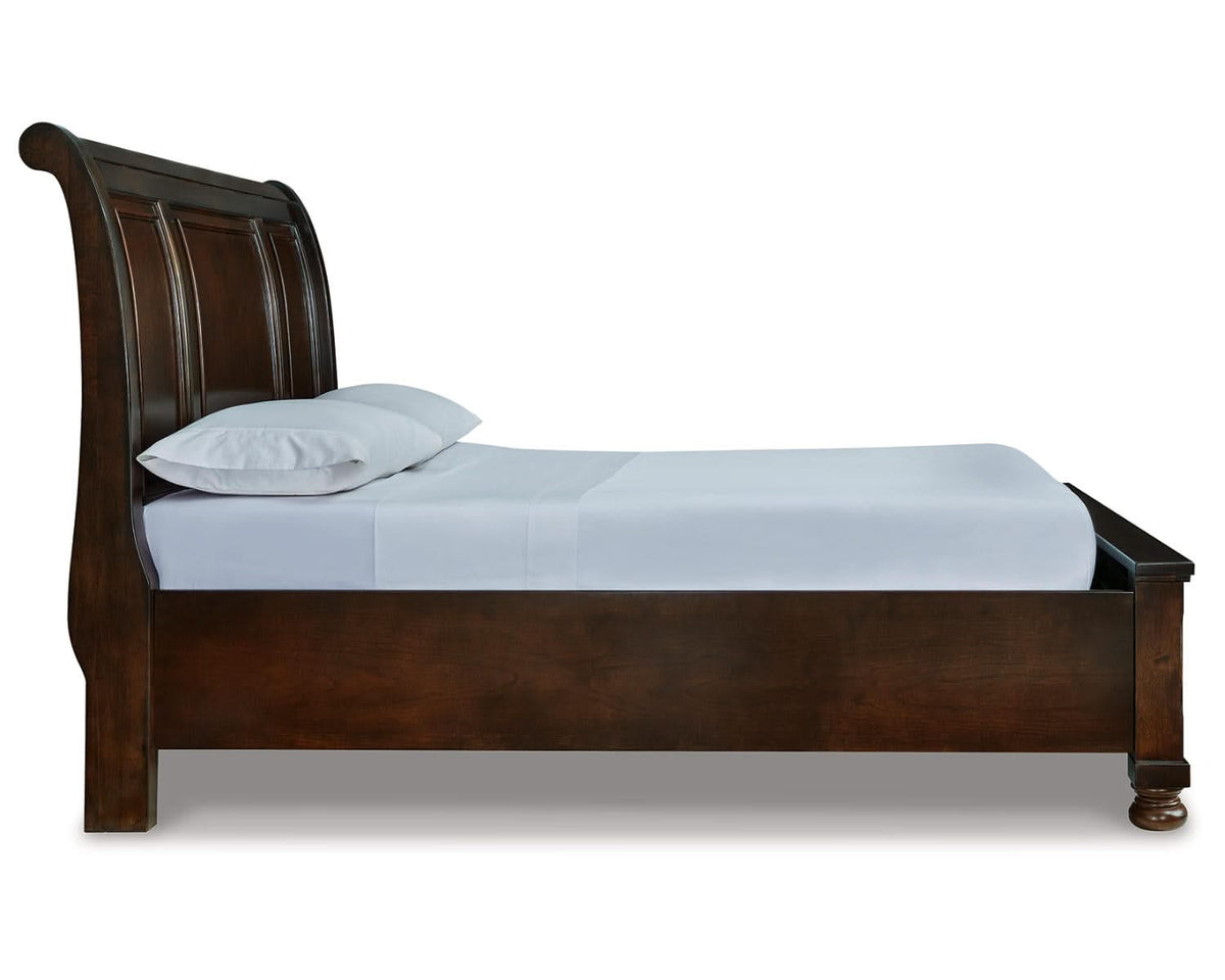 Cama Queen Porter con almacenamiento, tocador, espejo y mesita de noche