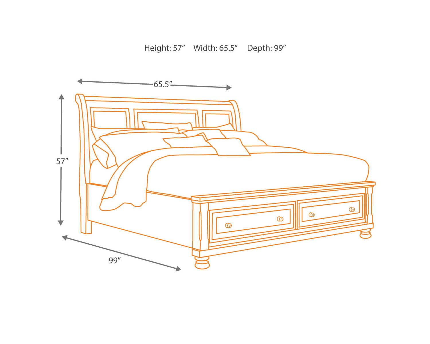 Porter Queen Sleigh Storage Bed, Dresser, Mirror and Nightstand