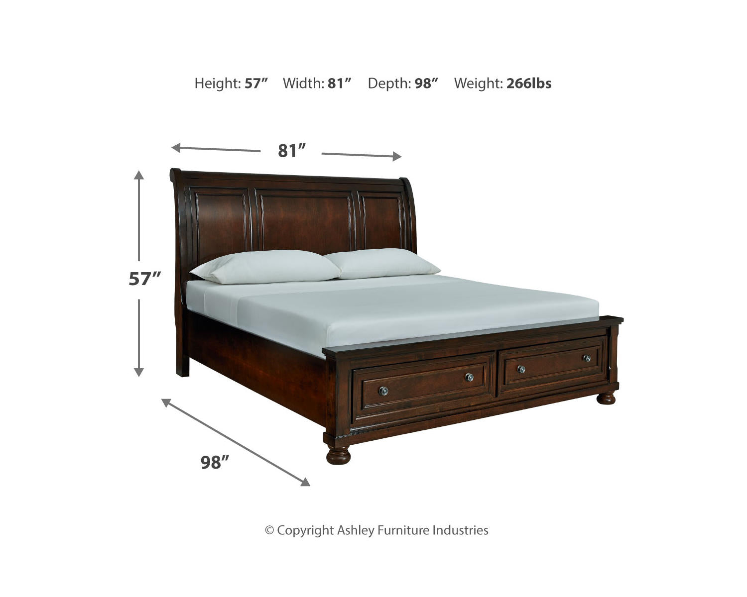 Porter California King Sleigh Bed, Dresser and Mirror