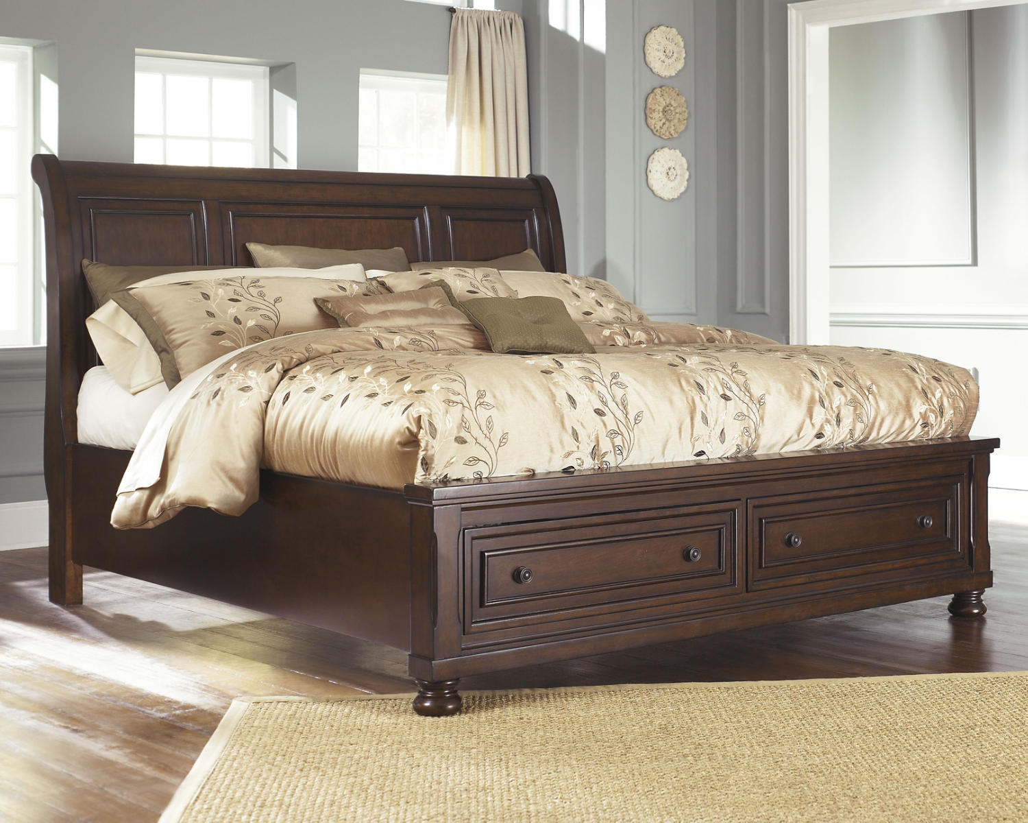 Porter California King Sleigh Bed and 2 Nightstands