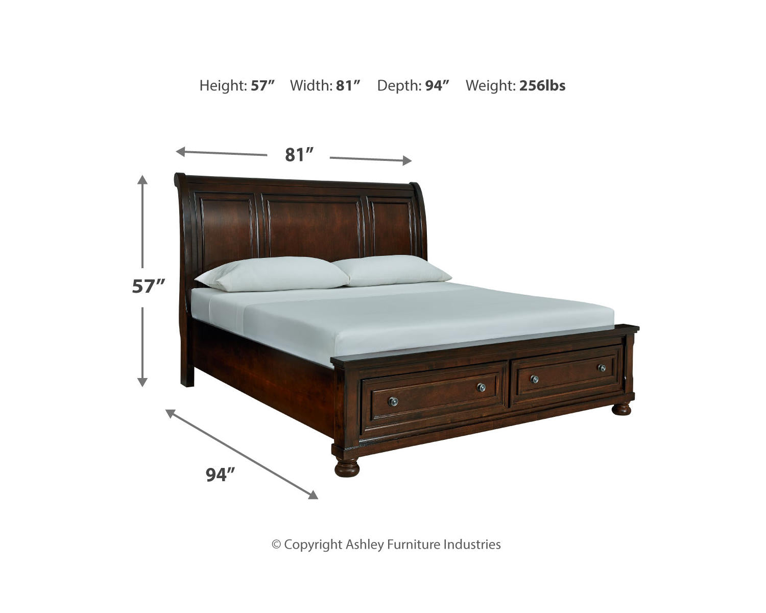Porter King Sleigh Storage Bed, Dresser and Mirror