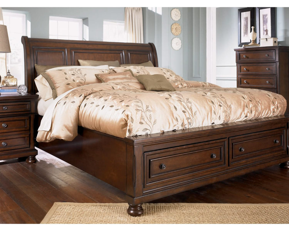 Cama tipo trineo con almacenamiento Porter King