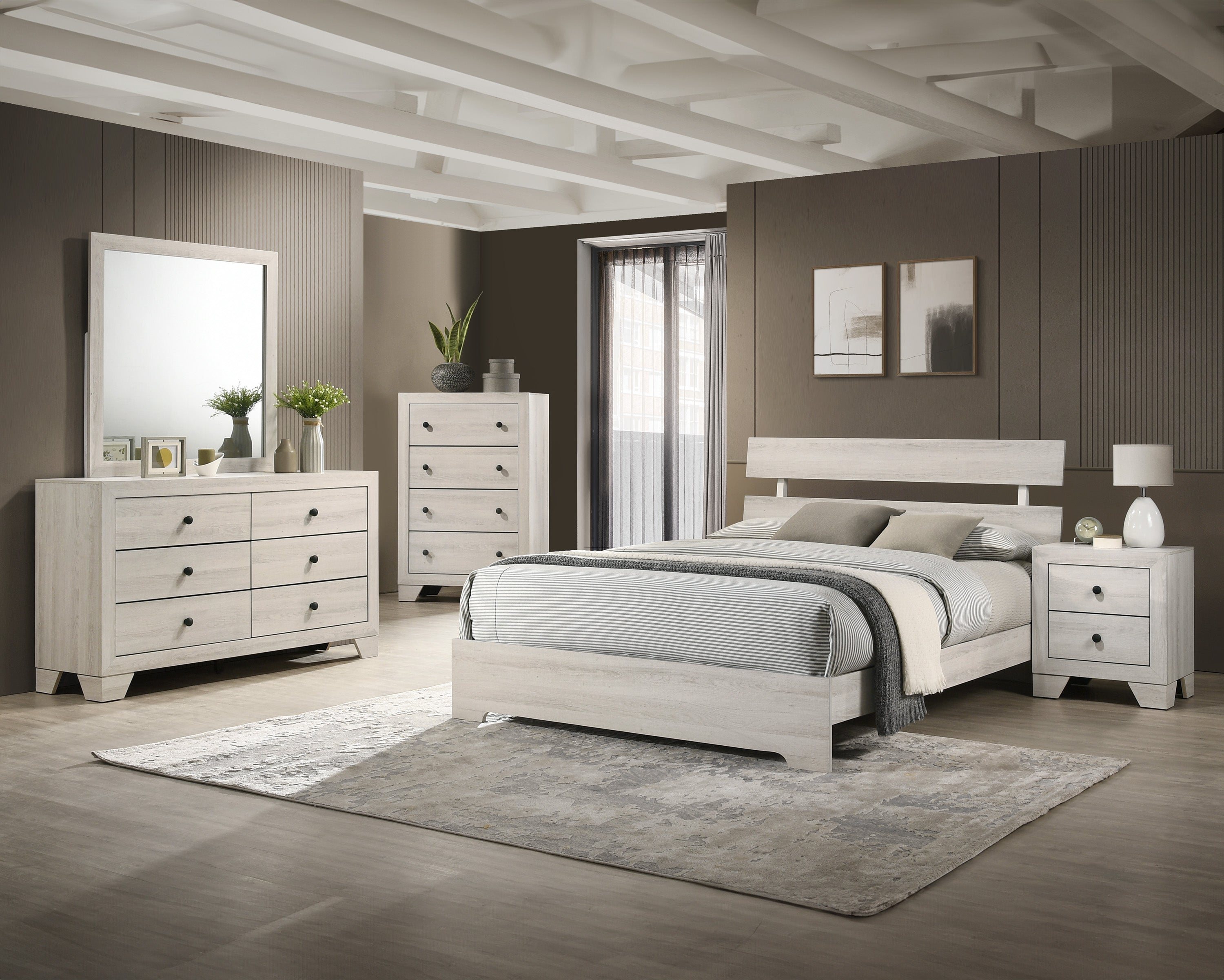 ATTICUS QUEEN PLATFORM BED WHITE