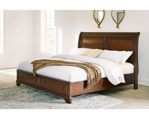 Cama Queen tipo trineo con espacio de almacenamiento Trellington