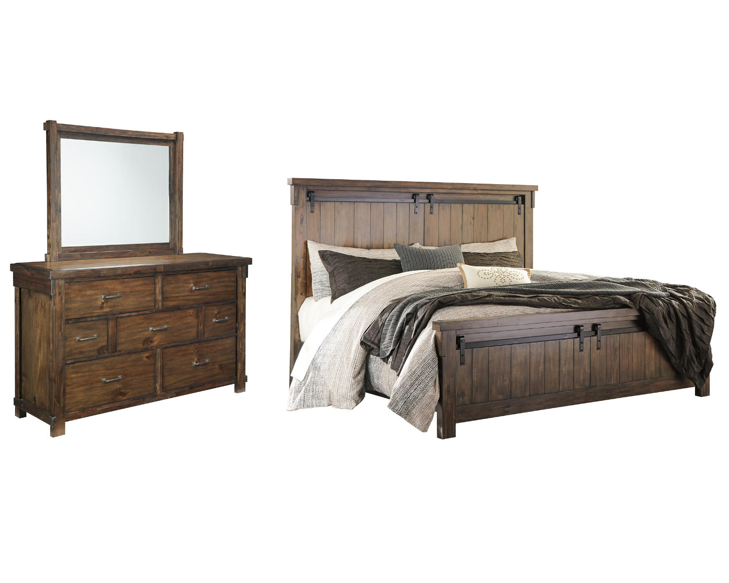 Lakeleigh Queen Panel Bed with Mirrored Dresser