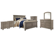 Lettner King Panel Bed, Dresser, Mirror, Chest and 2 Nightstands