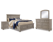 Lettner Queen Panel Storage Bed, Dresser, Mirror and Nightstand