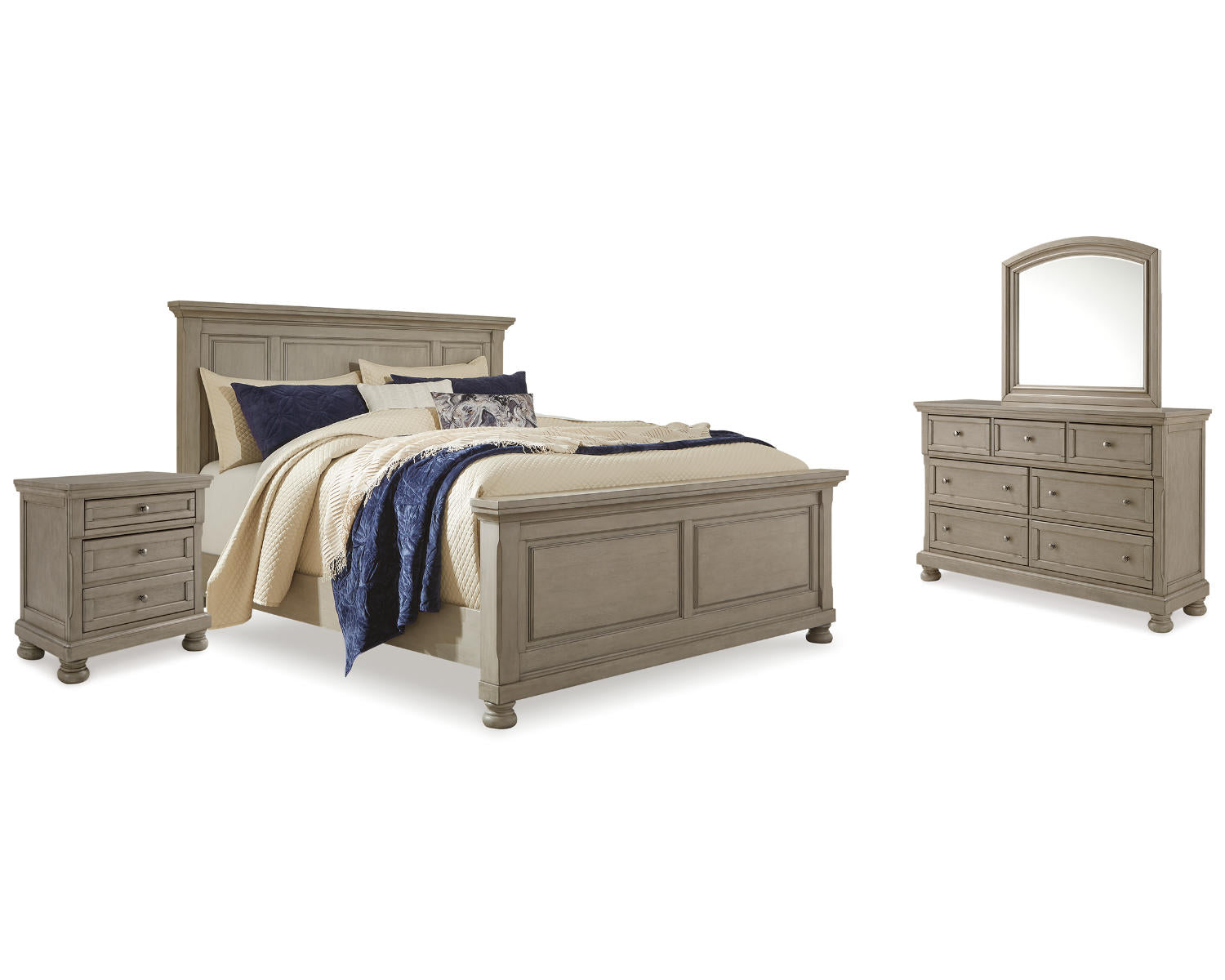 Lettner King Panel Bed, Dresser, Mirror and 2 Nightstands