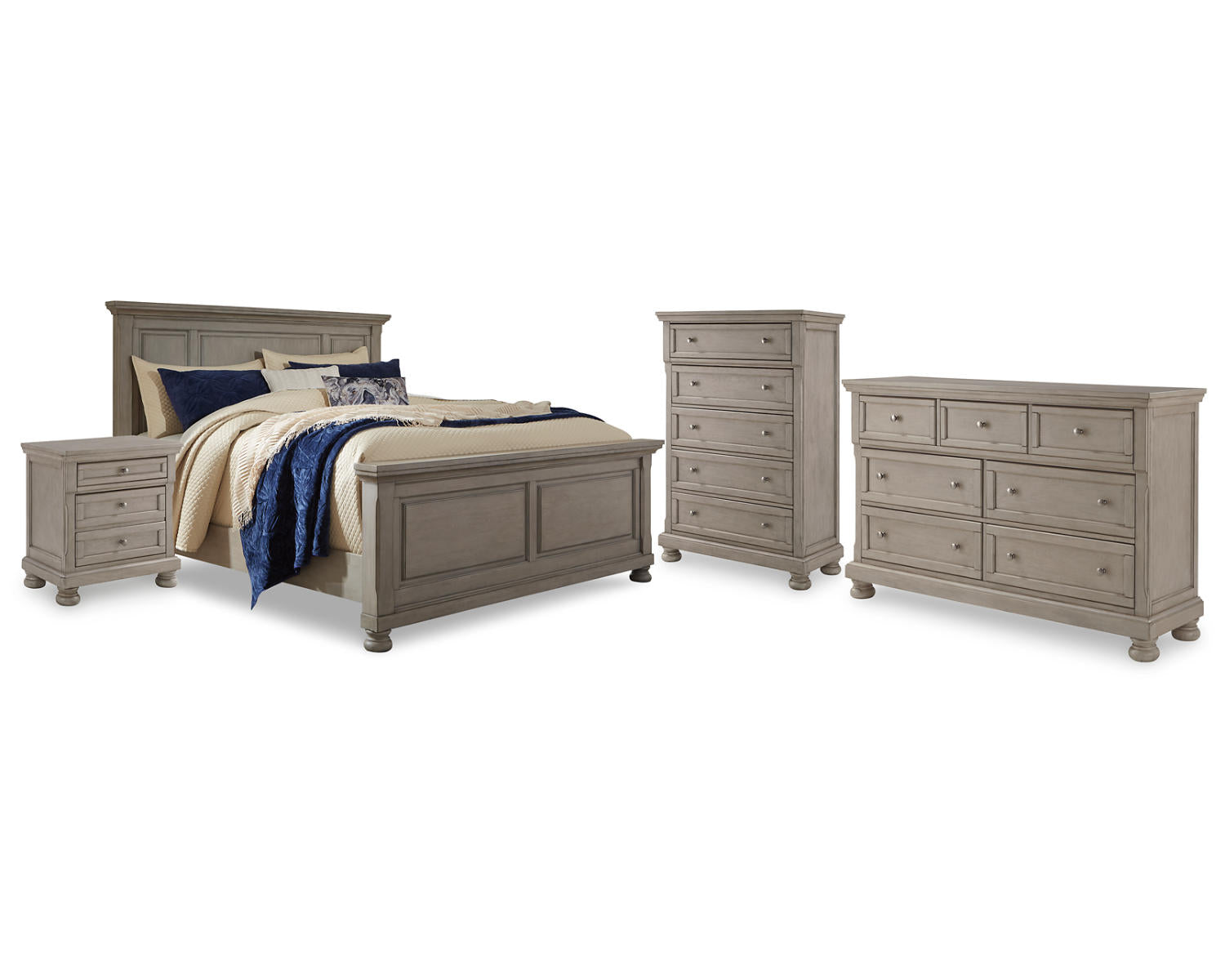 Lettner California King Panel Bed, Dresser, Chest and 2 Nightstands