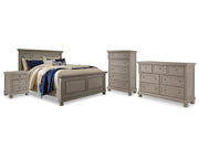 Lettner California King Panel Bed, Dresser, Chest and 2 Nightstands
