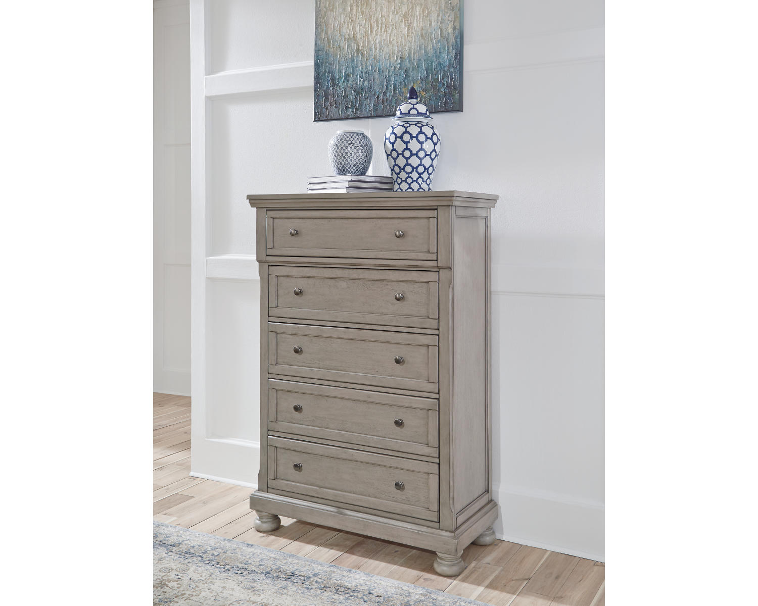 Lettner King Panel Bed, Dresser, Mirror, Chest and 2 Nightstands