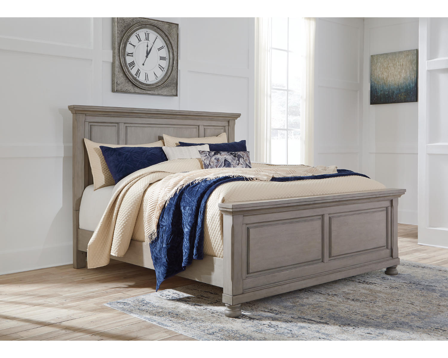 Lettner King Panel Bed, Dresser, Mirror, Chest and 2 Nightstands