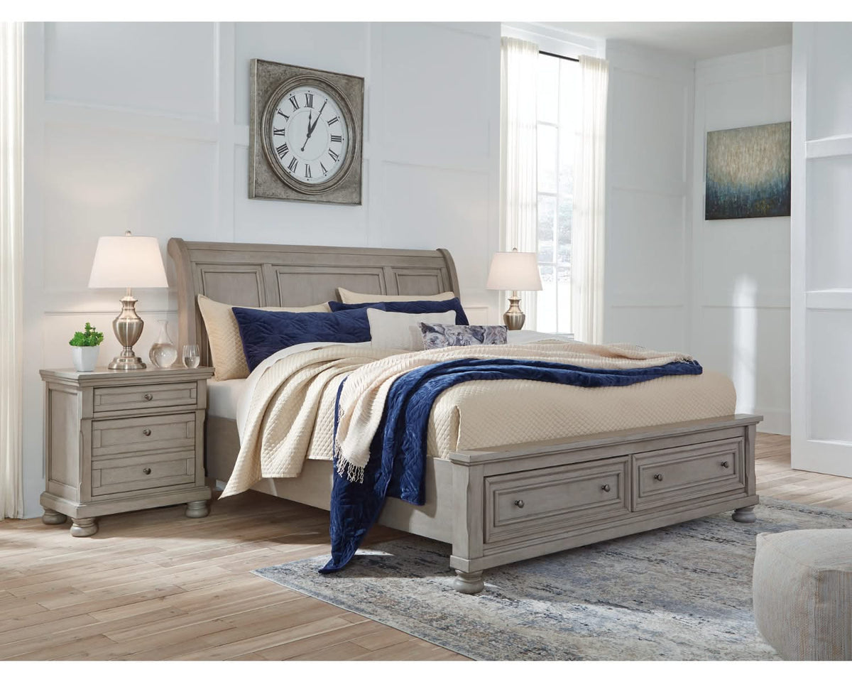 Lettner Queen Sleigh Bed with 2 Storage Drawers