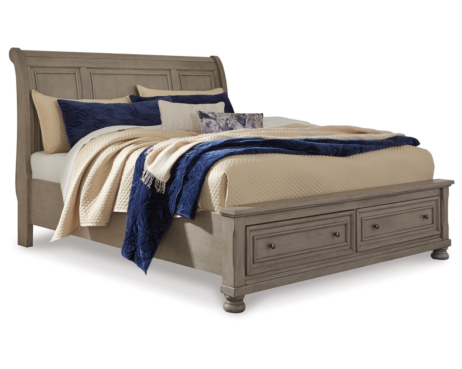 Lettner King Sleigh Bed with 2 Storage Drawers