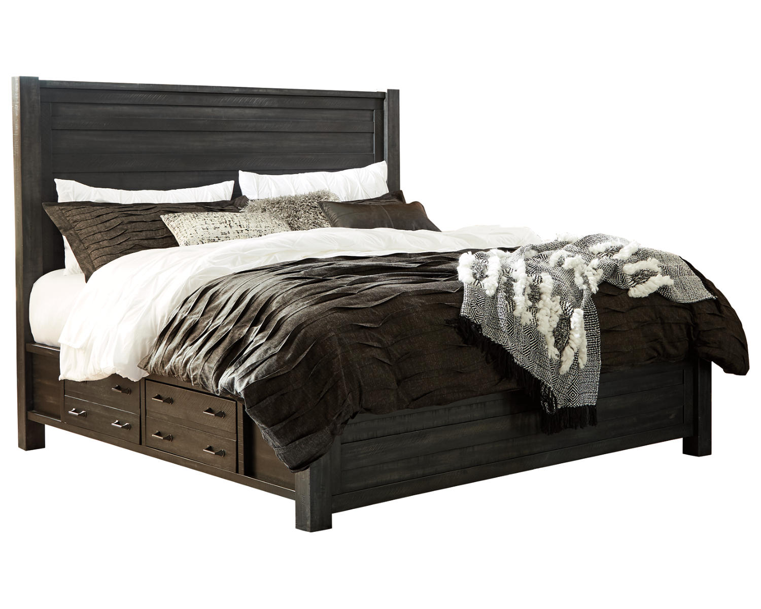 Baylow King Panel Bed with 4 Storage Drawers