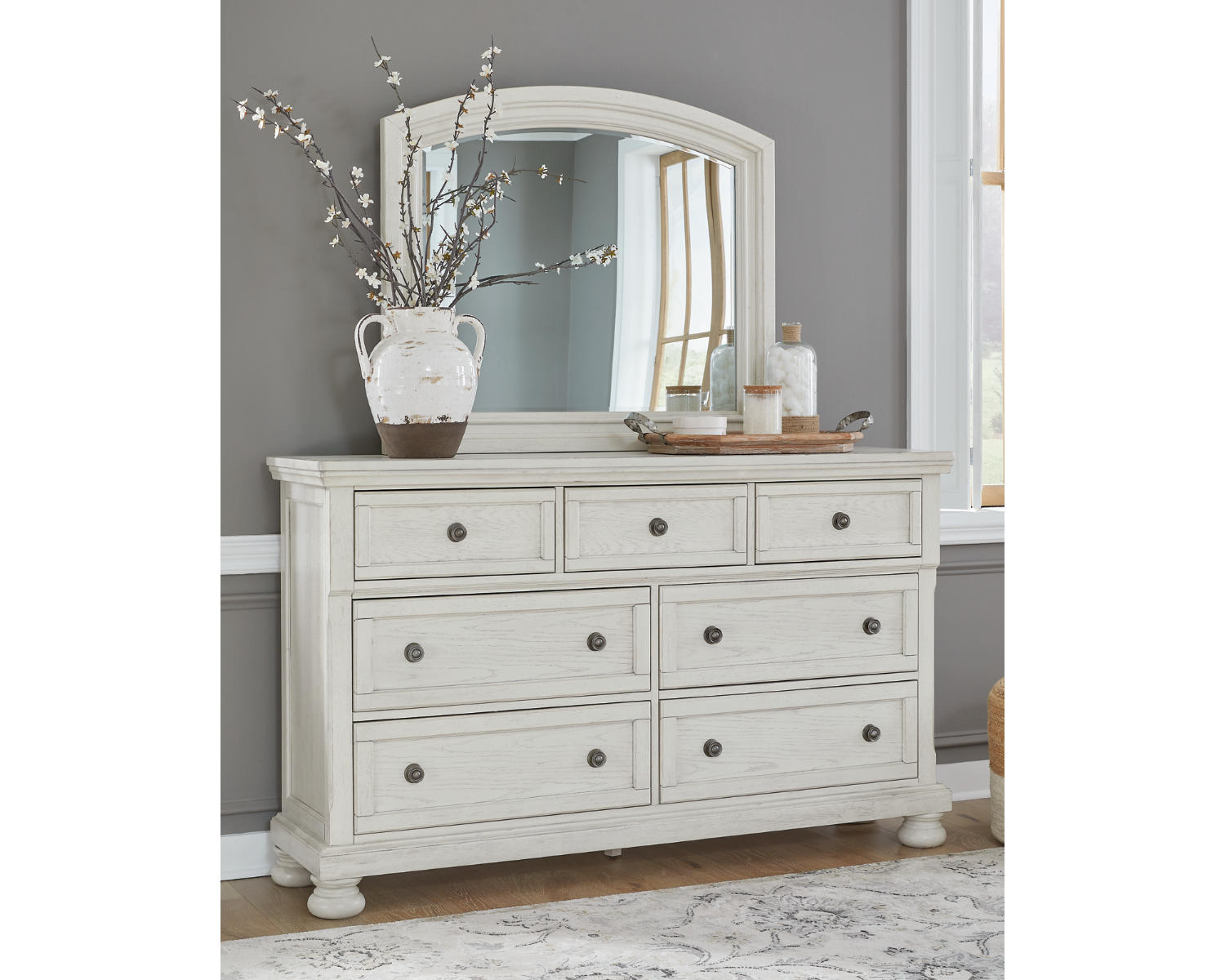 Robbinsdale King Sleigh Bed, Dresser and Mirror